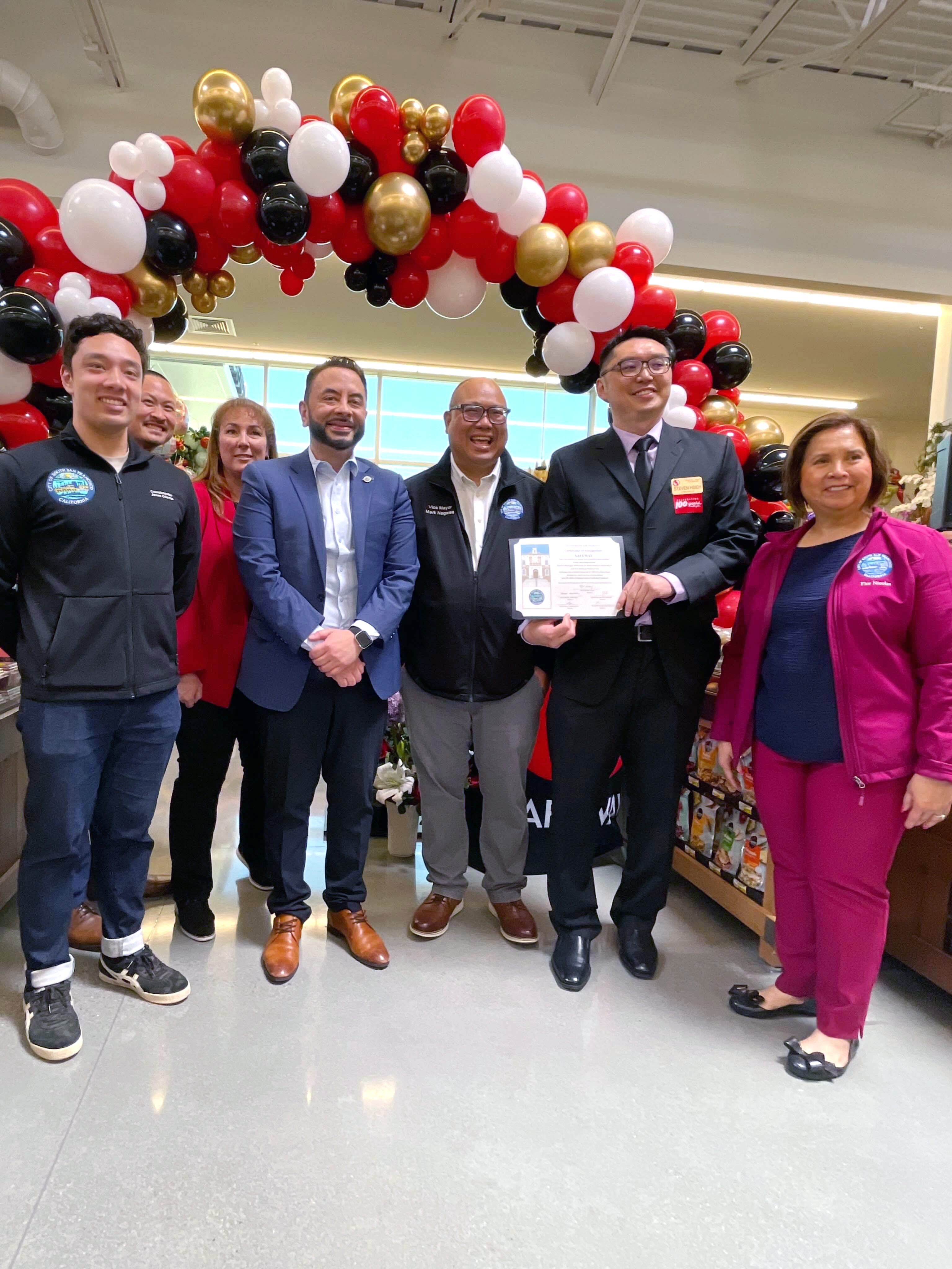 Mark Nagales at the South San Francisco Safeway opening